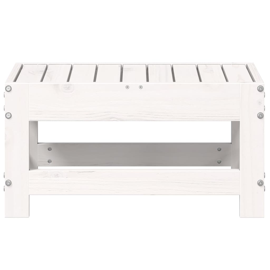 Poggiapiedi da Giardino Bianco 62x30x32 cm Legno Massello Pino - homemem39