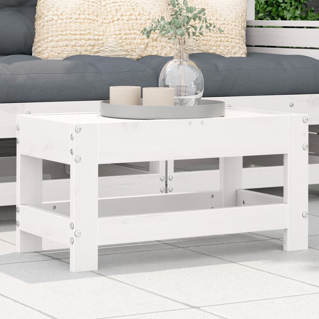 Poggiapiedi da Giardino Bianco 62x30x32 cm Legno Massello Pino - homemem39