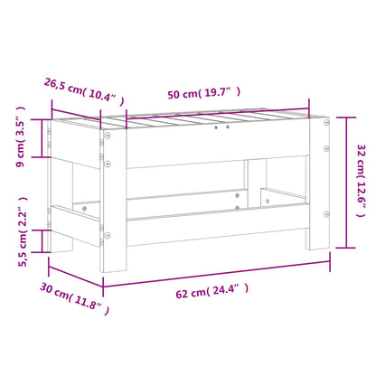 Poggiapiedi da Giardino Marrone Cera 62x30x32 cm Massello Pino - homemem39