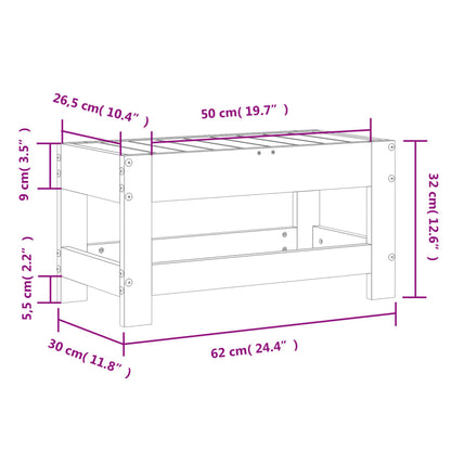 Garten-Fußhocker 62 x 30 x 32 cm aus massivem Douglas-Holz