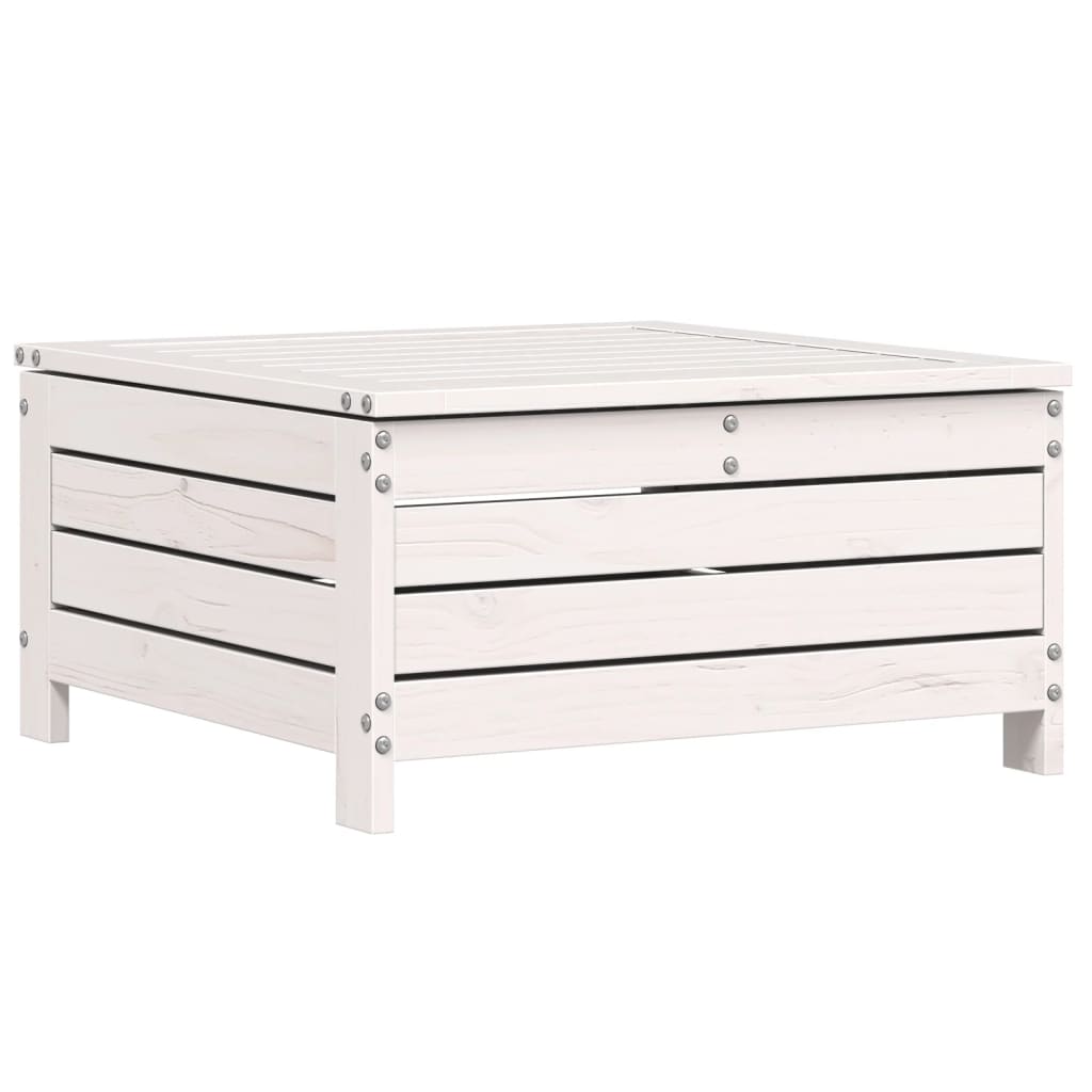 Poggiapiedi Giardino Bianco 62x63,5x32 cm Legno Massello Pino - homemem39