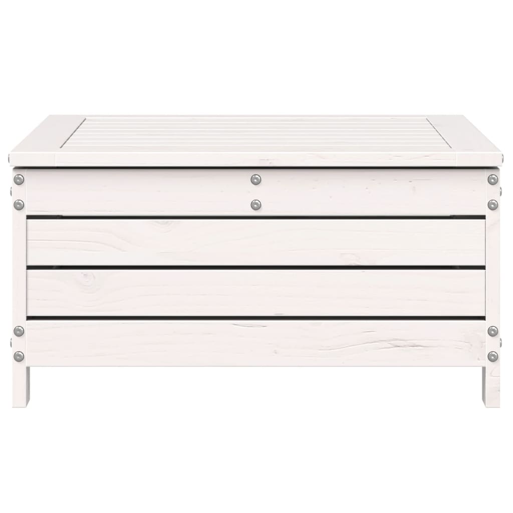 Poggiapiedi Giardino Bianco 62x63,5x32 cm Legno Massello Pino - homemem39