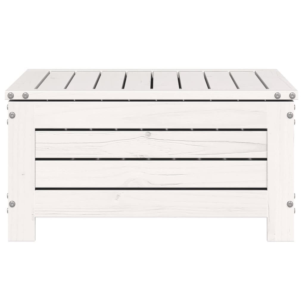 Poggiapiedi Giardino Bianco 62x63,5x32 cm Legno Massello Pino - homemem39