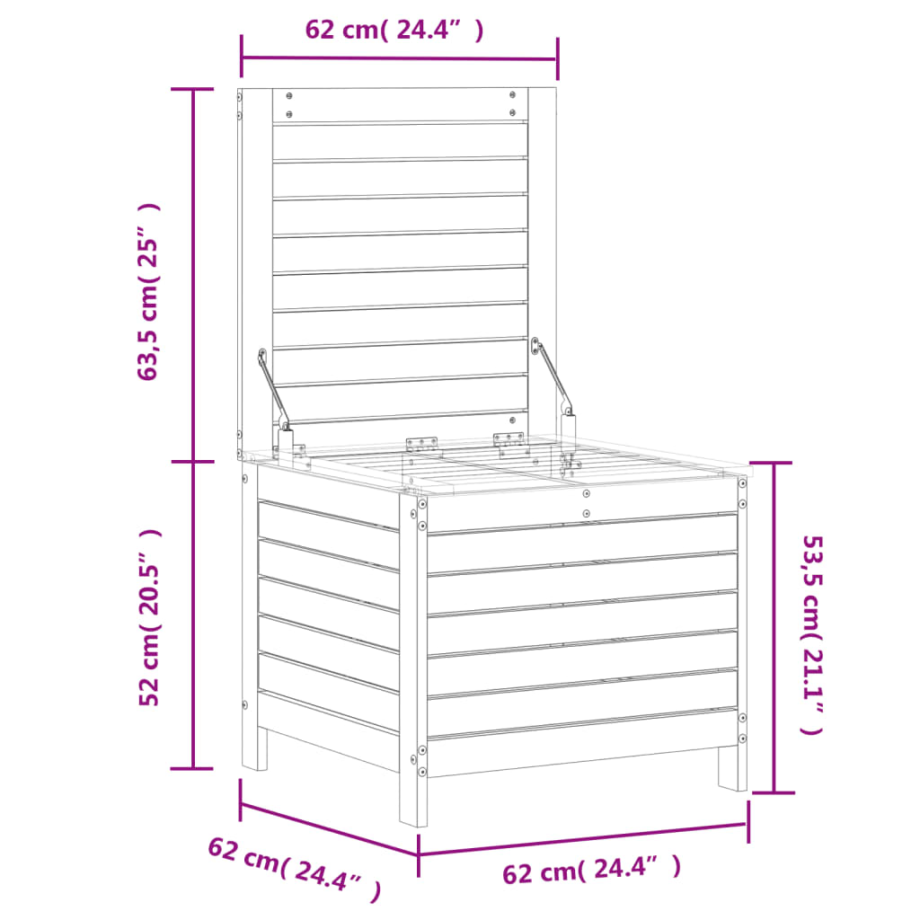 Poggiapiedi Giardino Bianco 62x63,5x53,5 cm Legno Massello Pino