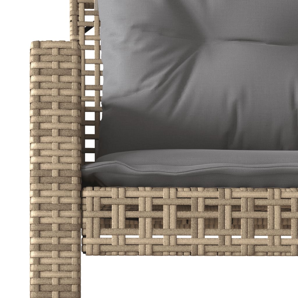 Set Divano da Giardino 4 pz con Cuscini Beige Polyrattan Vetro