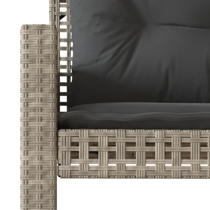 Divano da Giardino 4pz Cuscini Grigio Chiaro Polyrattan e Vetro