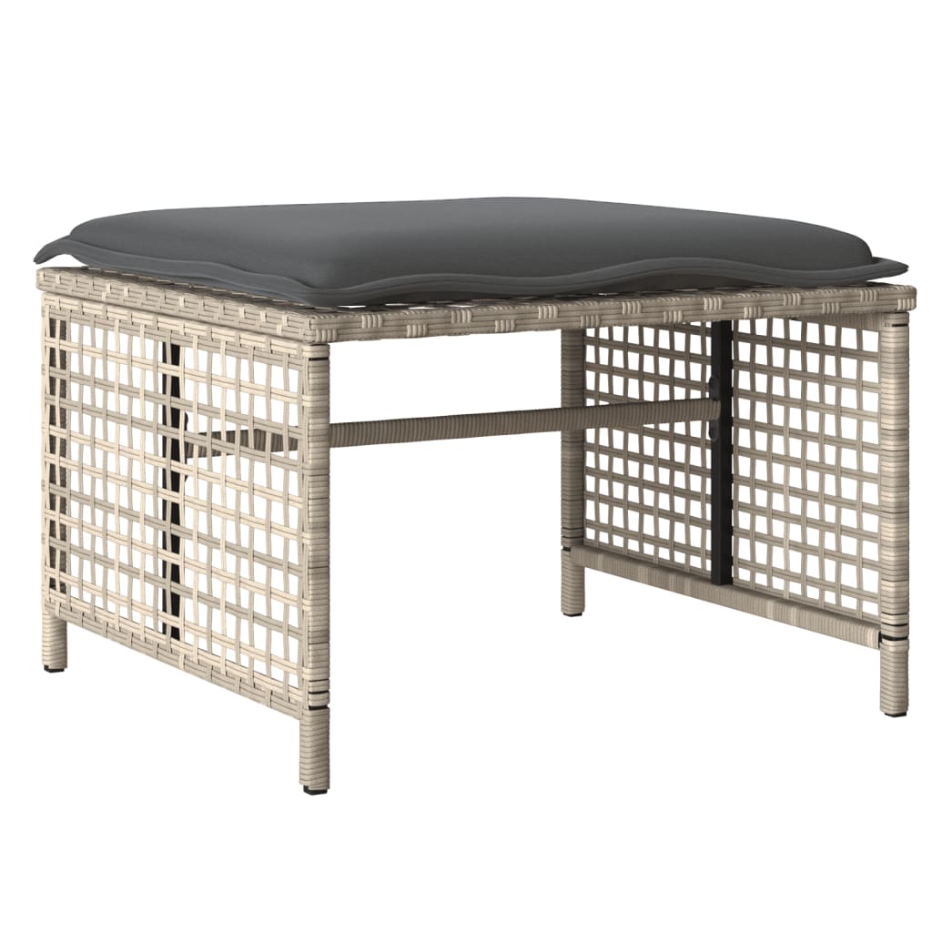 Divano da Giardino 4pz Cuscini Grigio Chiaro Polyrattan e Vetro - homemem39