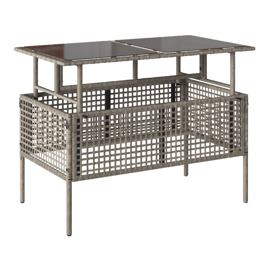 Divano da Giardino 4pz Cuscini Grigio Chiaro Polyrattan e Vetro - homemem39