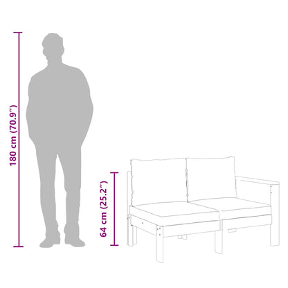 Divano Giardino con 1 Bracciolo 2 Posti Legno Massello Acacia - homemem39
