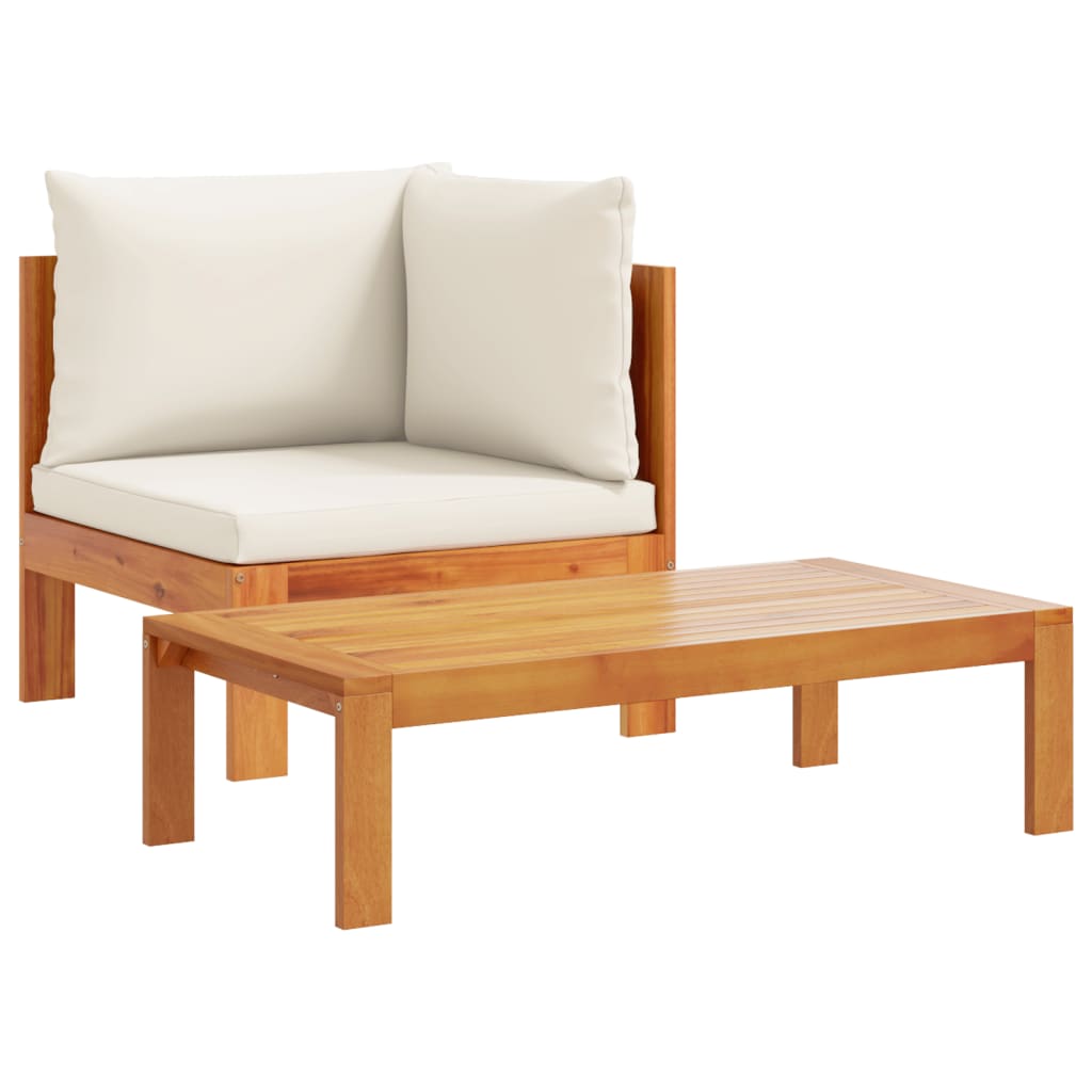 Set Divani da Giardino 2pz con Cuscini Legno Massello di Acacia - homemem39