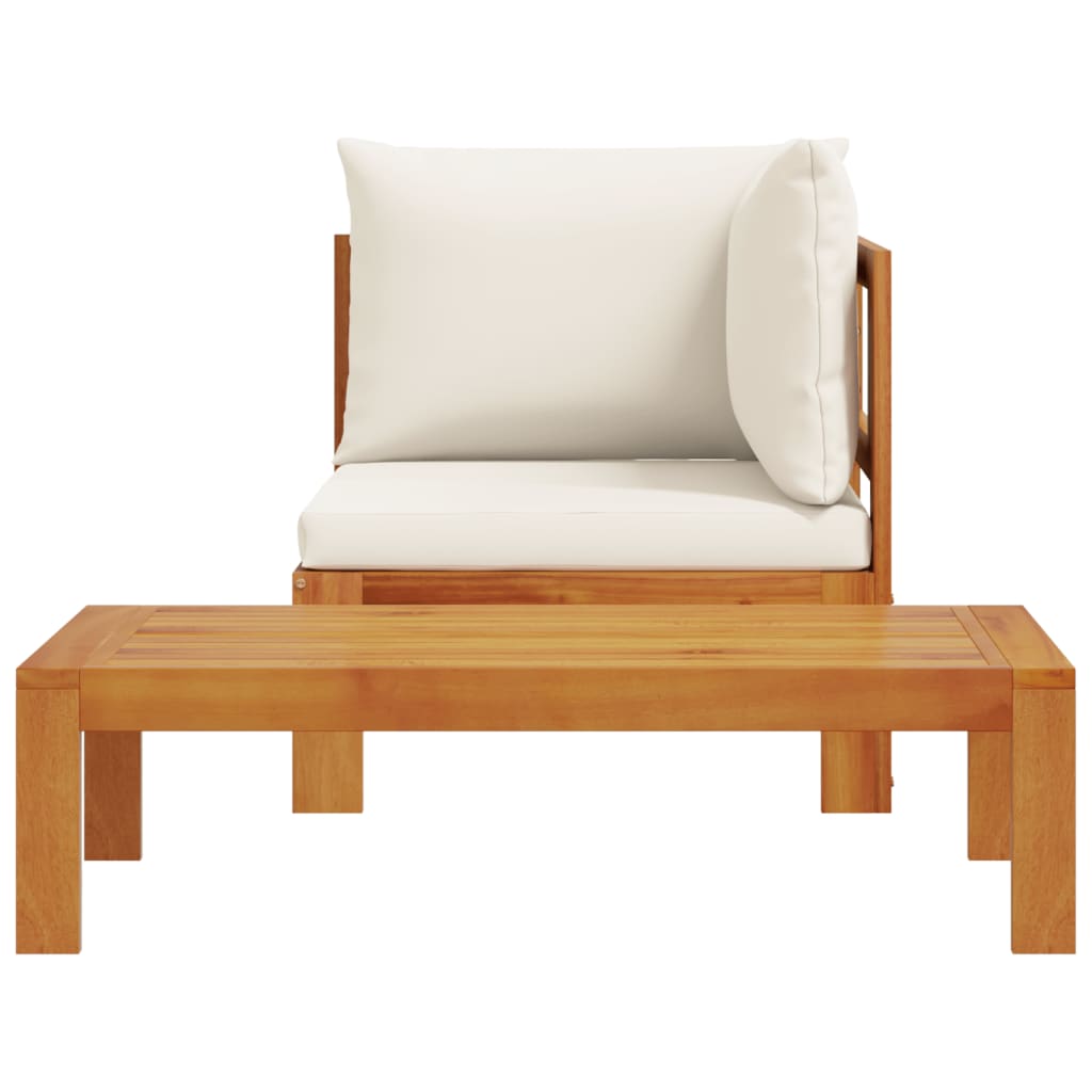 Set Divani da Giardino 2pz con Cuscini Legno Massello di Acacia - homemem39