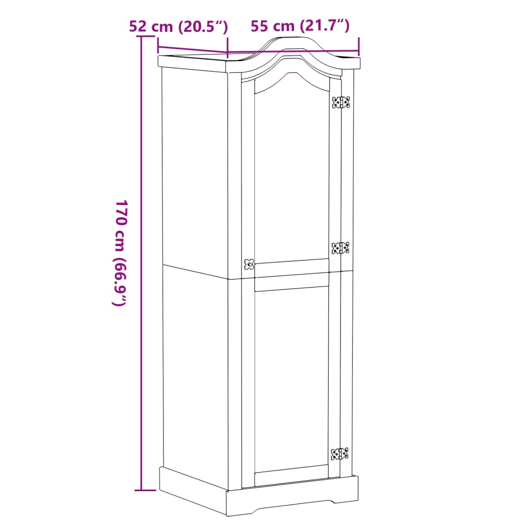 Armadio Corona 55x52x170 cm in Legno Massello di Pino - homemem39