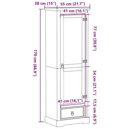 Armadio Corona 55x38x170 cm in Legno Massello di Pino - homemem39