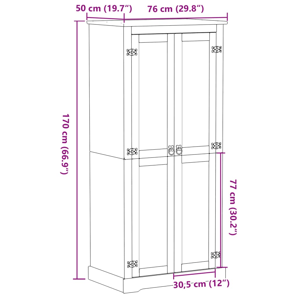 Armadio Corona 76x50x170 cm in Legno Massello di Pino - homemem39