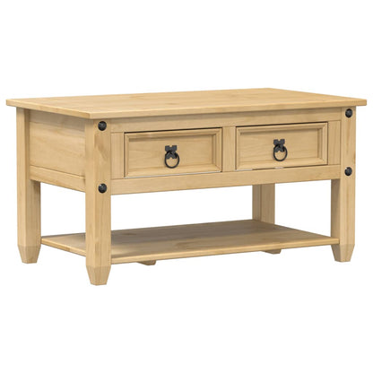 Tavolino con Cassetti Corona 85x50x45 cm Legno Massello di Pino | homemem39