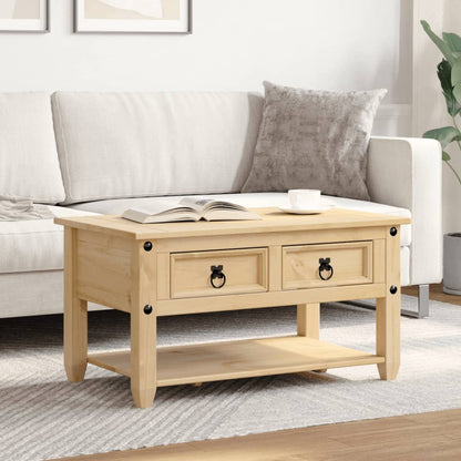 Tavolino con Cassetti Corona 85x50x45 cm Legno Massello di Pino | homemem39