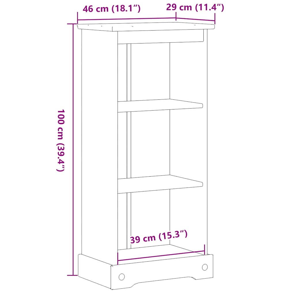 Libreria Corona 46x29x100 cm in Legno Massello di Pino | homemem39