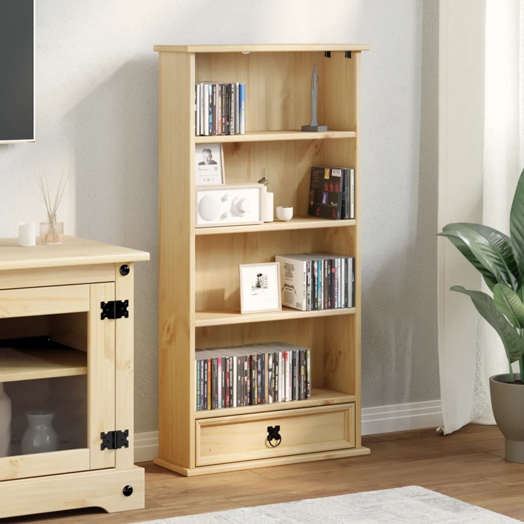 Mobile Porta CD Corona 52x17,5x103 cm in Legno Massello di Pino | homemem39