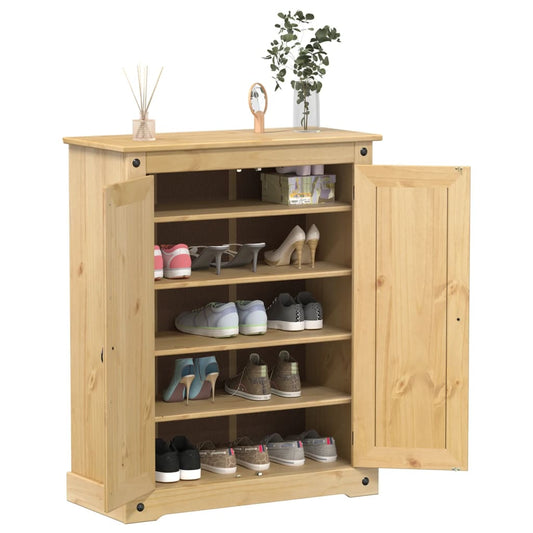 Scarpiera Corona 86x38,5x108 cm in Legno Massello di Pino - homemem39