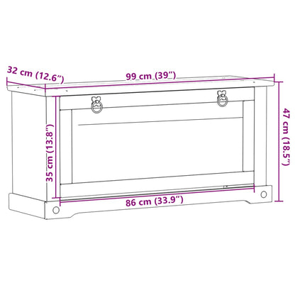 Scarpiera Corona 99x32x47 cm in Legno Massello di Pino