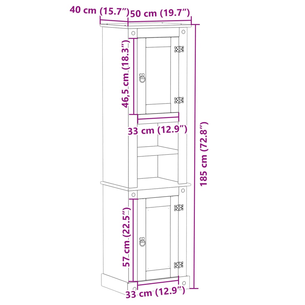 Mobile da Bagno Corona 50x40x185 cm in Legno Massello di Pino | homemem39