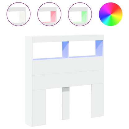 Testiera con Contenitore a LED Bianca 100x17x102 cm - homemem39