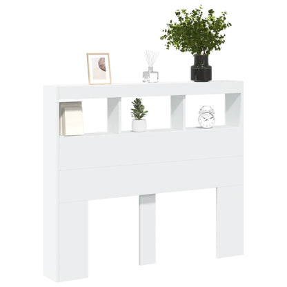 Testiera con Contenitore a LED Bianca 120x17x102 cm - homemem39