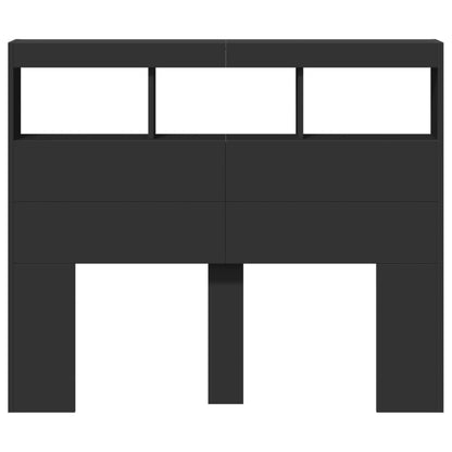 Testiera con Contenitore a LED Nera 120x17x102 cm - homemem39