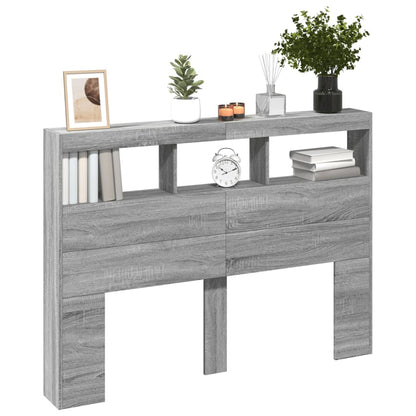 Testiera con Contenitore a LED Grigio Sonoma 140x17x102 cm - homemem39