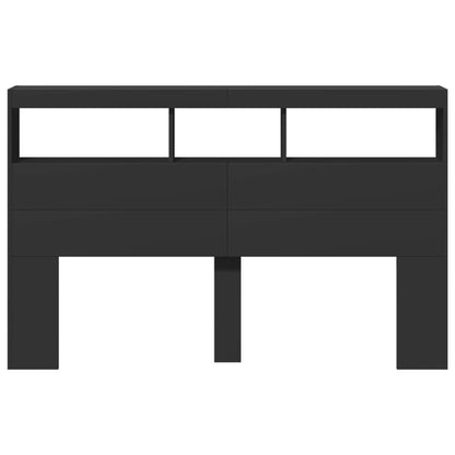 Testiera con Contenitore a LED Nera 160x17x102 cm - homemem39