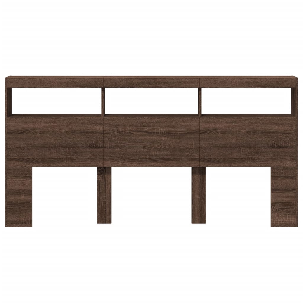 Testiera con Contenitore a LED Rovere Marrone 200x17x102 cm - homemem39