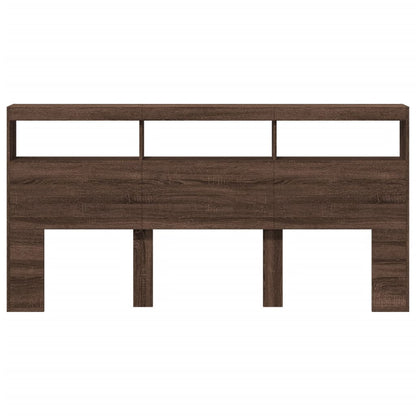 Testiera con Contenitore a LED Rovere Marrone 200x17x102 cm - homemem39