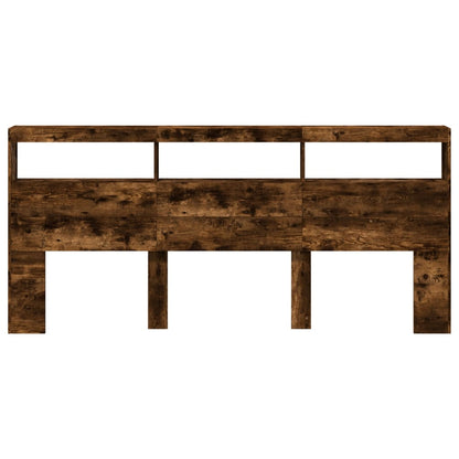 Testiera con Contenitore a LED Rovere Fumo 220x17x102 cm - homemem39