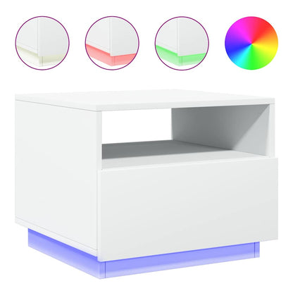 Tavolino da Soggiorno con Luci LED Bianco 50x49x40 cm | homemem39