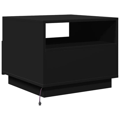 Tavolino da Soggiorno con Luci LED Nero 50x49x40 cm