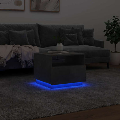 Tavolino da Soggiorno con Luci LED Grigio Cemento 50x49x40 cm | homemem39