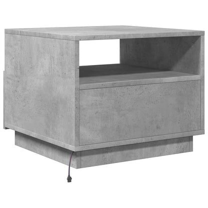 Tavolino da Soggiorno con Luci LED Grigio Cemento 50x49x40 cm | homemem39