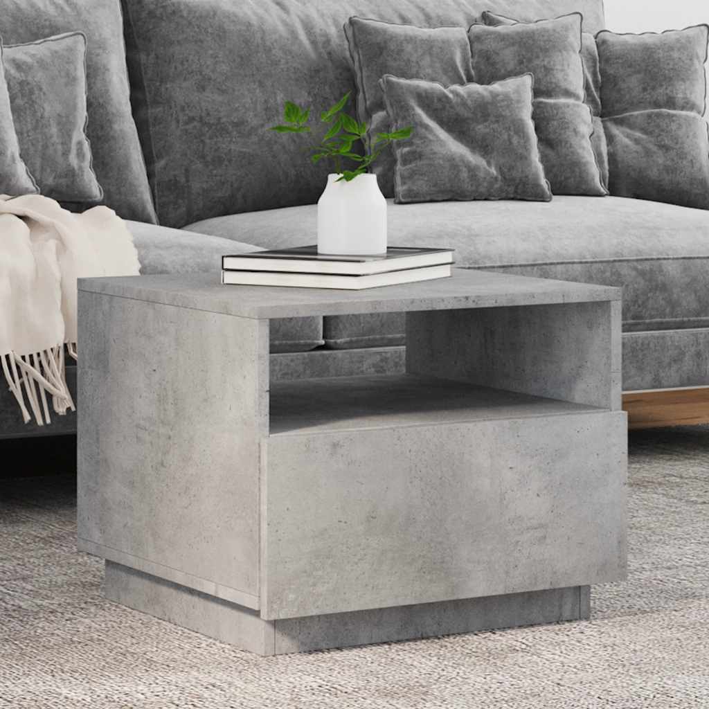 Tavolino da Soggiorno con Luci LED Grigio Cemento 50x49x40 cm | homemem39