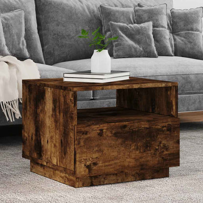 Tavolino da Soggiorno con Luci LED Rovere Fumo 50x49x40 cm | homemem39