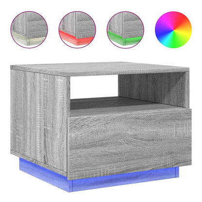 Tavolino da Soggiorno con Luci LED Grigio Sonoma 50x49x40 cm