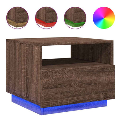 Tavolino da Soggiorno con Luci LED Rovere Marrone 50x49x40 cm | homemem39