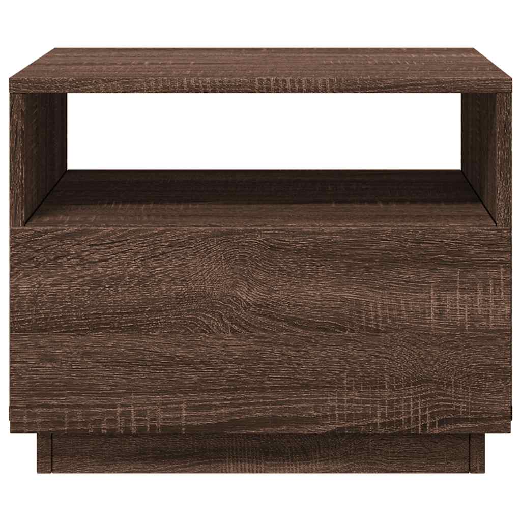 Tavolino da Soggiorno con Luci LED Rovere Marrone 50x49x40 cm | homemem39
