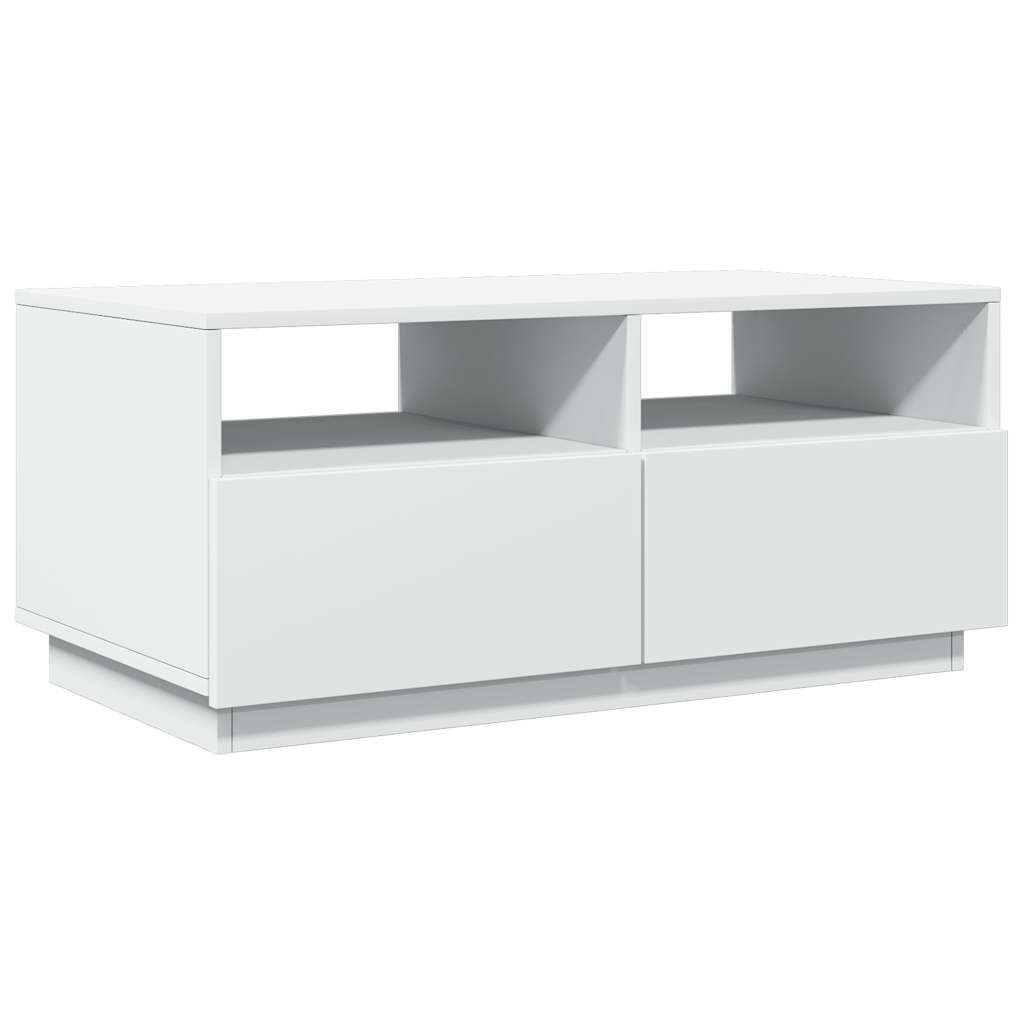 Tavolino da Soggiorno con Luci LED Bianco 90x49x40 cm | homemem39
