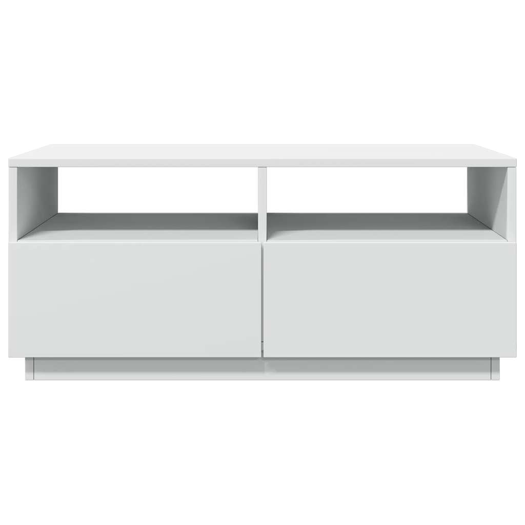 Tavolino da Soggiorno con Luci LED Bianco 90x49x40 cm | homemem39