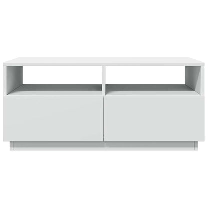 Tavolino da Soggiorno con Luci LED Bianco 90x49x40 cm