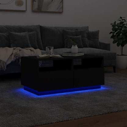 Tavolino da Soggiorno con Luci LED Nero 90x49x40 cm | homemem39