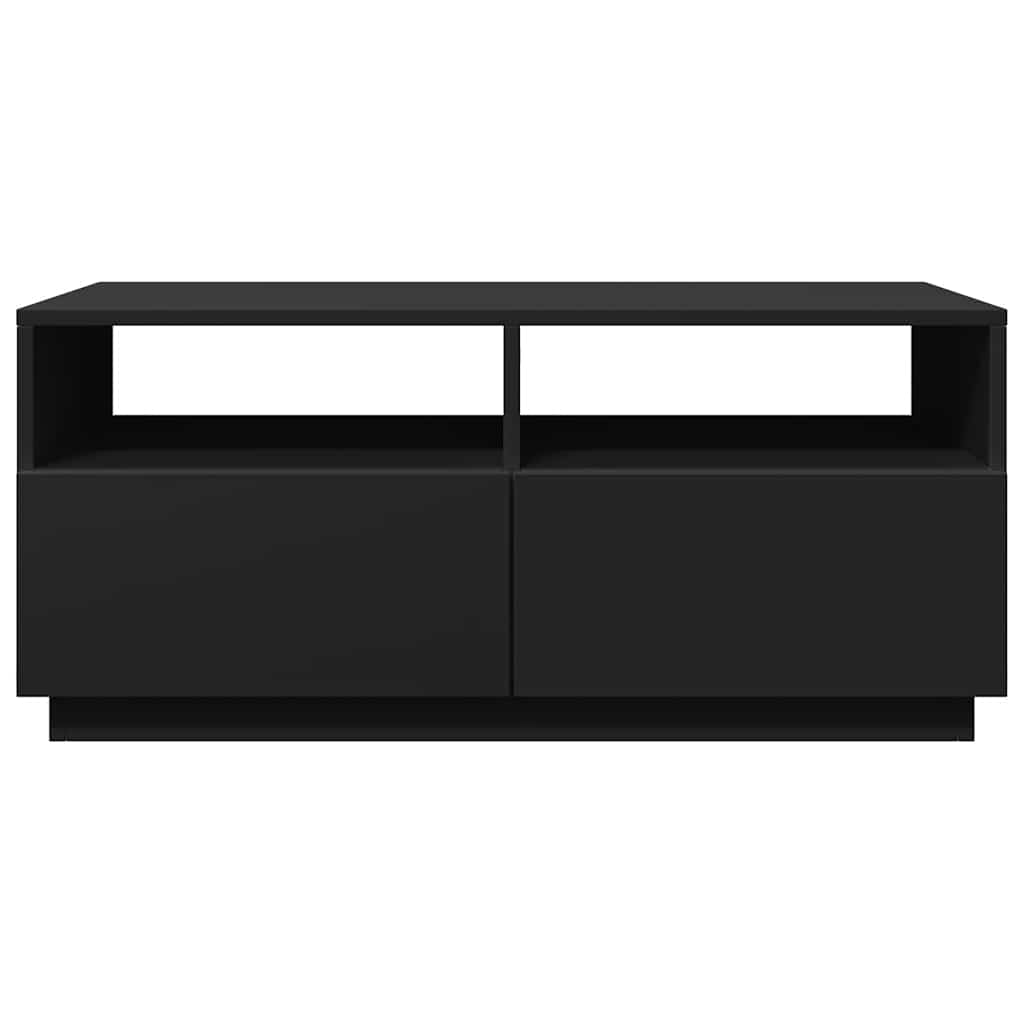 Tavolino da Soggiorno con Luci LED Nero 90x49x40 cm