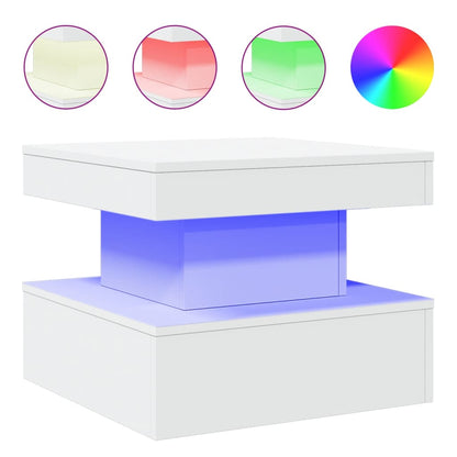 Tavolino da Salotto con Luci LED Bianco 50x50x40 cm | homemem39