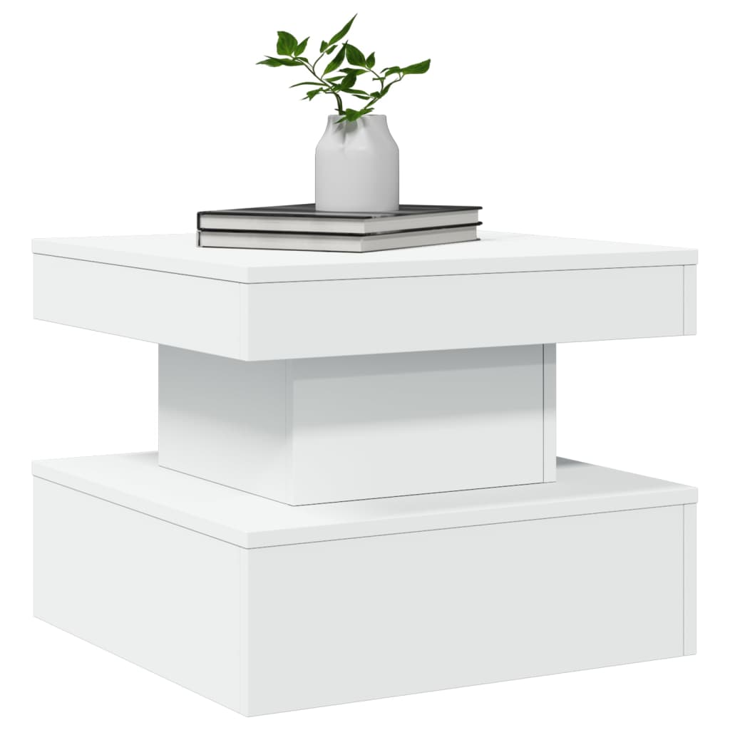 Tavolino da Salotto con Luci LED Bianco 50x50x40 cm | homemem39
