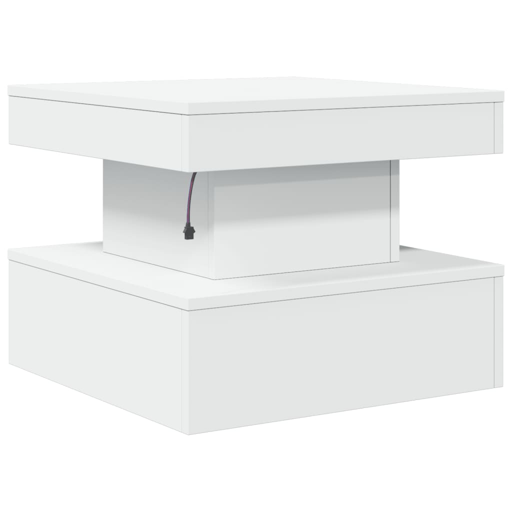 Tavolino da Salotto con Luci LED Bianco 50x50x40 cm | homemem39